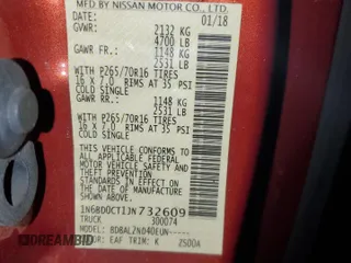 2018 Nissan Frontier S with VIN 1N6BD0CT1JN732609, listed as a Copart auction lot 57090885 with 47,926 mi miles and Non repairable. Bid and sale history available at DreamBid. Image 14.