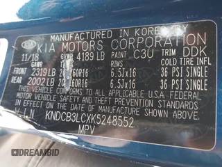2019 Kia Niro LX with VIN KNDCB3LCXK5248552, listed as a IAAI auction lot 41724724 with 104,546 mi miles and . Bid and sale history available at DreamBid. Image 9.