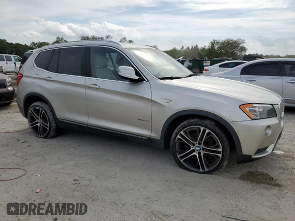 2013 BMW X3 xDrive28i with VIN 5UXWX9C57D0D01583, listed as a Copart auction lot 54091135 with 133,506 mi miles and Clean Title. Bid and sale history available at carsss.com. Image 4.