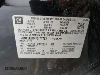2015 Chevrolet Equinox LS with VIN 2GNFLEEK4F6147793, listed as a Copart auction lot 52650225 with 131,896 mi miles and Salvage Title. Bid and sale history available at carsss.com. Image 15.