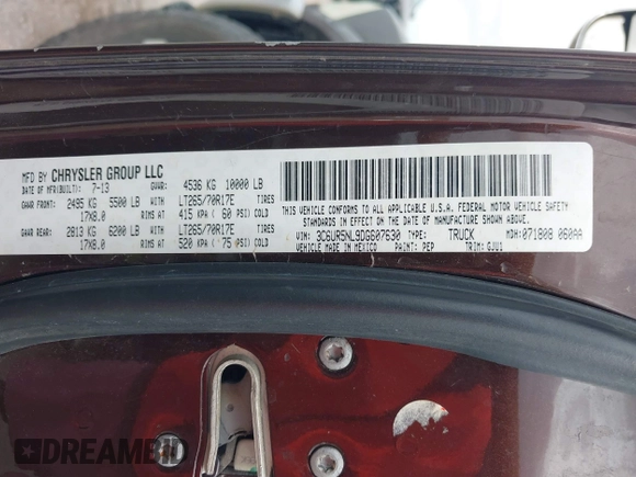 2013 Ram 2500 Laramie с VIN 3C6UR5NL9DG607630, выставлен на аукционе IAAI как лот 42584918 с пробегом 255 212 миль миль и . История ставок и продаж доступна на DreamBid. Изображение 9.