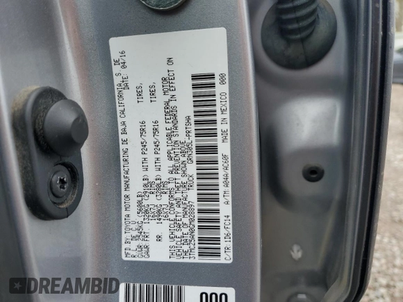 2016 Toyota Tacoma SR with VIN 3TMCZ5AN0GM028897, listed as a Copart auction lot 55755405 with 67,346 mi miles and Salvage Title. Bid and sale history available at DreamBid. Image 12.
