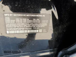 2023 BMW X3 xDrive30i with VIN 5UX53DP04P9P79255, listed as a Copart auction lot 86641004 with 0 mi miles and Salvage Title. Bid and sale history available at carsss.com. Image 13.