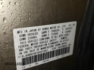 2009 Acura RL Technology z VIN JH4KB26619C001663, wystawiony jako Copart lot #47547405 z przebiegiem 116 087 mil mil oraz Szkoda całkowita • Salvage title. Historia ofert i sprzedaży dostępna na DreamBid. Obrazek 12.