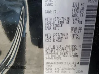 2024 Nissan Titan Pro-4X z VIN 1N6AA1ED3RN116454, wystawiony jako Copart lot #43611905 z przebiegiem 8 563 mil mil oraz Szkoda całkowita • Salvage title. Historia ofert i sprzedaży dostępna na DreamBid. Obrazek 13.