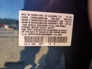 2010 Honda Pilot Touring with VIN 5FNYF4H92AB030096, listed as a Copart auction lot 46644515 with 149,705 mi miles and Salvage Title. Bid and sale history available at carsss.com. Image 12.