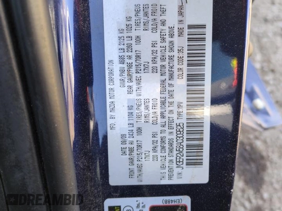 2010 Mazda CX-7 Sport with VIN JM3ER2W58A0309525, listed as a Copart auction lot 52042445 with 121,325 mi miles and Salvage Title. Bid and sale history available at DreamBid. Image 13.