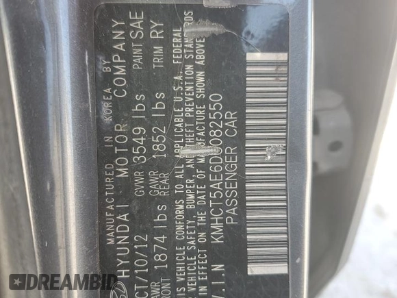 2013 Hyundai Accent GS with VIN KMHCT5AE6DU082550, listed as a Copart auction lot 48239415 with 160,413 mi miles and Salvage Title. Bid and sale history available at carsss.com. Image 13.