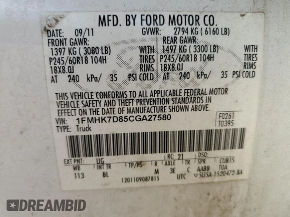 2012 Ford Explorer XLT z VIN 1FMHK7D85CGA27580, wystawiony jako Copart lot #55225325 z przebiegiem 196 446 mil mil oraz Szkoda całkowita • Salvage title. Historia ofert i sprzedaży dostępna na DreamBid. Obrazek 14.