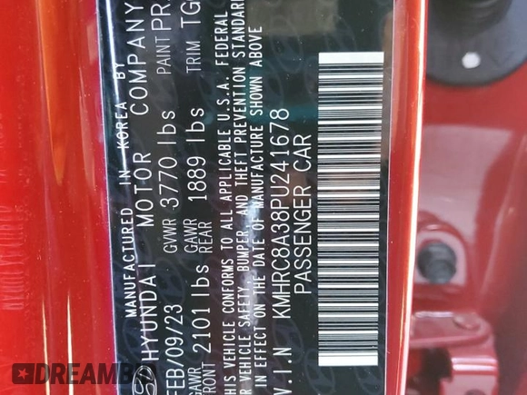 2023 Hyundai Venue SEL with VIN KMHRC8A38PU241678, listed as a Copart auction lot 63026355 with 5,959 mi miles and Salvage title. Bid and sale history available at DreamBid. Image 14.