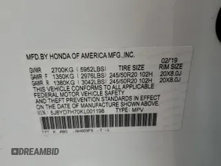 2019 Acura MDX Sport Hybrid w/Advance Pkg with VIN 5J8YD7H70KL001198, listed as a Copart auction lot 52866574 with 76,672 mi miles and Salvage Title. Bid and sale history available at carsss.com. Image 14.