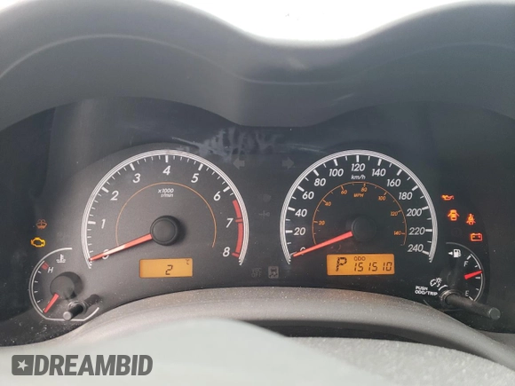 2010 Toyota Corolla with VIN 2T1BU4EE8AC265460, listed as a Copart auction lot 52155605 with 151,510 mi miles and Salvage title. Bid and sale history available at DreamBid. Image 9.