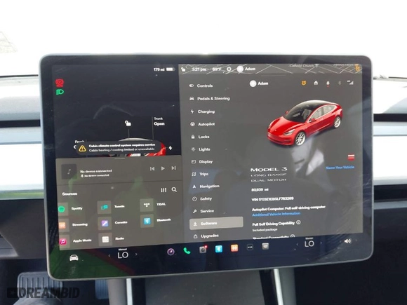 2020 Tesla Model 3 Long Range with VIN 5YJ3E1EB5LF783269, listed as a IAAI auction lot 41834249 with NaN miles. Bid and sale history available at carsss.com. Image 16.