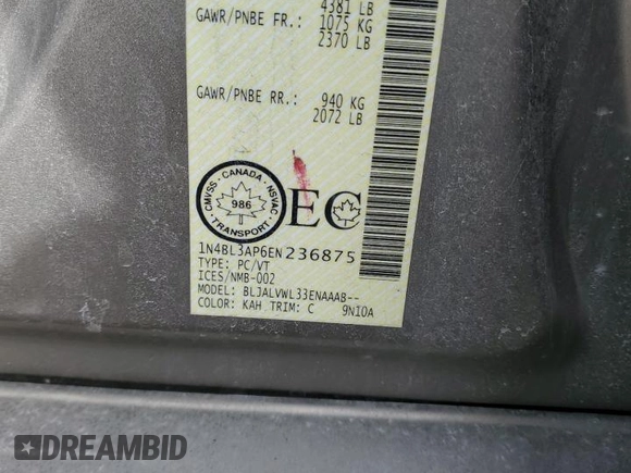 2014 Nissan Altima S with VIN 1N4BL3AP6EN236875, listed as a Copart auction lot 44554055 with 120,119 mi miles and Clean title. Bid and sale history available at DreamBid. Image 12.