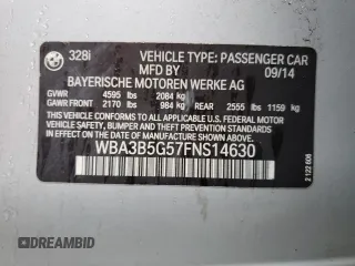 2015 BMW 3 Series 328i xDrive with VIN WBA3B5G57FNS14630, listed as a Copart auction lot 52929145 with 135,998 mi miles and Salvage Title. Bid and sale history available at carsss.com. Image 13.