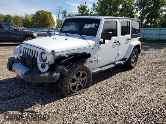 2018 Jeep Wrangler JK Unlimited Sahara with VIN 1C4HJWEG7JL910656, listed as a Copart auction lot 73414244 with 50,519 mi miles and Salvage Title. Bid and sale history available at carsss.com. Image 1.