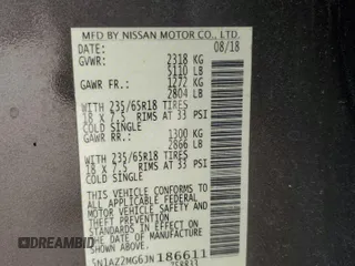 2018 Nissan Murano S z VIN 5N1AZ2MG6JN186611, wystawiony jako Copart lot #54903895 z przebiegiem 101 670 mil mil oraz Szkoda całkowita • Salvage title. Historia ofert i sprzedaży dostępna na DreamBid. Obrazek 14.