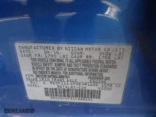2016 Nissan Versa S Plus with VIN 3N1CN7AP5GL888151, listed as a IAAI auction lot 41381356 with 51,768 mi miles. Bid and sale history available at carsss.com. Image 9.