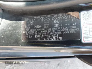 2008 Kia Spectra with VIN KNAFE162385016733, listed as a IAAI auction lot 41924912 with 159,856 mi miles. Bid and sale history available at carsss.com. Image 9.