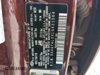 2020 Kia Optima LX with VIN 5XXGT4L3XLG431564, listed as a Copart auction lot 53740835 with 116,934 mi miles and Salvage title. Bid and sale history available at DreamBid. Image 14.
