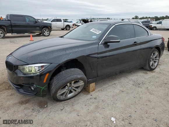 2018 BMW 4 Series 430i with VIN WBA4Z1C52JEE41444, listed as a Copart auction lot 46365525 with 56,335 mi miles and Salvage Title. Bid and sale history available at carsss.com. Image 1.