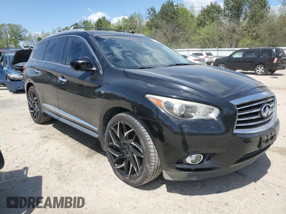 2014 Infiniti QX60 with VIN 5N1AL0MM2EC524471, listed as a Copart auction lot 52553095 with 187,409 mi miles and Salvage Title. Bid and sale history available at DreamBid. Image 4.