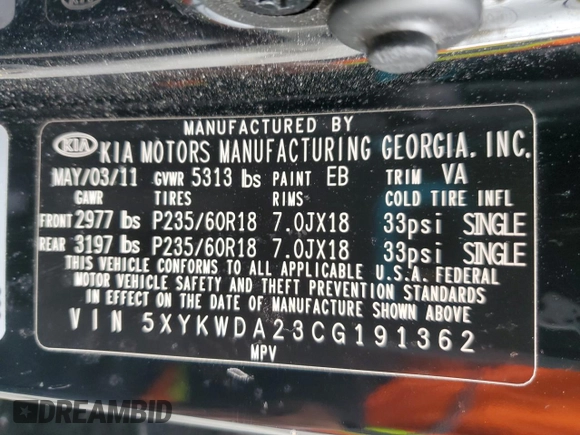 2012 Kia Sorento SX with VIN 5XYKWDA23CG191362, listed as a Copart auction lot 49136805 with 135,734 mi miles and Salvage Title. Bid and sale history available at carsss.com. Image 13.
