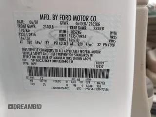 2008 Ford Escape XLT z VIN 1FMCU93108KB04610, wystawiony jako IAAI lot #42453521 z przebiegiem 186 306 mil mil oraz . Historia ofert i sprzedaży dostępna na DreamBid. Obrazek 9.
