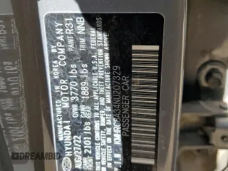 2022 Hyundai Venue Limited with VIN KMHRC8A34NU207329, listed as a Copart auction lot 46824715 with 25,463 mi miles and Salvage title. Bid and sale history available at DreamBid. Image 12.