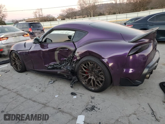 2021 Toyota GR Supra 3.0 with VIN WZ1DB0C00MW042065, listed as a Copart auction lot 83456584 with 36,410 mi miles and Salvage Title. Bid and sale history available at carsss.com. Image 2.