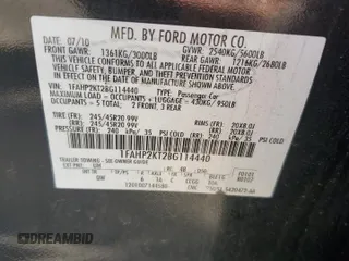 2011 Ford Taurus SHO with VIN 1FAHP2KT2BG114440, listed as a Copart auction lot 56431635 with 126,484 mi miles and Salvage title. Bid and sale history available at DreamBid. Image 13.