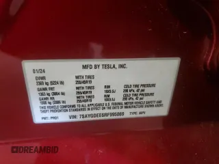 2024 Tesla Model Y Long Range with VIN 7SAYGDEE6RF995069, listed as a Copart auction lot 57085405 with 22,302 mi miles and Salvage title. Bid and sale history available at DreamBid. Image 12.