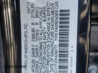 2019 Honda Accord Sport with VIN 1HGCV1F3XKA090777, listed as a Copart auction lot 55314915 with 52,077 mi miles and Salvage Title. Bid and sale history available at DreamBid. Image 13.