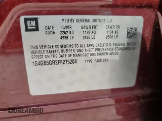 2015 Buick LaCrosse Leather with VIN 1G4GB5GR2FF275204, listed as a Copart auction lot 44244095 with 88,610 mi miles and Salvage Title. Bid and sale history available at DreamBid. Image 14.