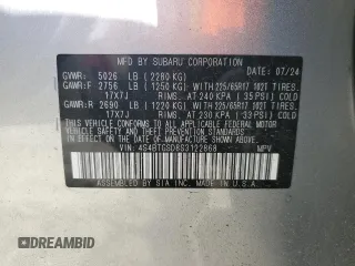 2025 Subaru Outback Wilderness with VIN 4S4BTGSD8S3122868, listed as a Copart auction lot 83509214 with 12,873 mi miles and Salvage Title. Bid and sale history available at carsss.com. Image 15.