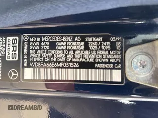 1991 Mercedes-Benz 500 с VIN WDBFA66E6MF031526, выставлен на аукционе Copart как лот 51923125 с пробегом 78 168 миль миль и Чистый • Clean title. История ставок и продаж доступна на DreamBid. Изображение 10.