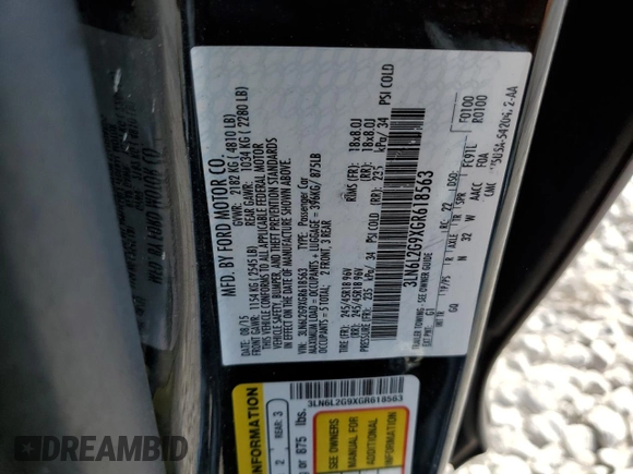 2016 Lincoln MKZ with VIN 3LN6L2G9XGR618563, listed as a Copart auction lot 74354304 with 0 mi miles and Salvage Title. Bid and sale history available at carsss.com. Image 12.