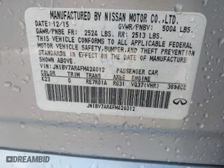 2015 Infiniti Q50 Premium with VIN JN1BV7AR4FM424012, listed as a IAAI auction lot 41821323 with 154,110 mi miles. Bid and sale history available at carsss.com. Image 9.