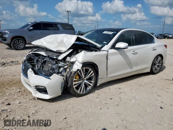 2015 Infiniti Q50 Sport with VIN JN1BV7AP5FM346998, listed as a Copart auction lot 61992655 with 105,215 mi miles and Salvage title. Bid and sale history available at DreamBid. Image 1.