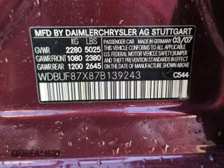 2007 Mercedes-Benz E 350 with VIN WDBUF87X87B139243, listed as a Copart auction lot 48428485 with 65,552 mi miles and Salvage Title. Bid and sale history available at DreamBid. Image 12.