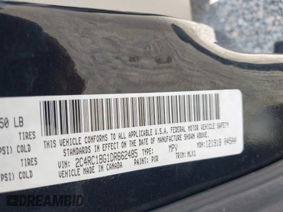 2013 Chrysler Town & Country Touring with VIN 2C4RC1BG1DR662485, listed as a IAAI auction lot 42109856 with 153,277 mi miles. Bid and sale history available at carsss.com. Image 9.