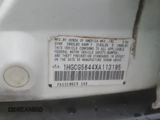 1999 Honda Accord LX z VIN 1HGCG5644XA113195, wystawiony jako Copart lot #58766345 z przebiegiem 187 114 mil mil oraz Szkoda całkowita • Salvage title. Historia ofert i sprzedaży dostępna na DreamBid. Obrazek 12.