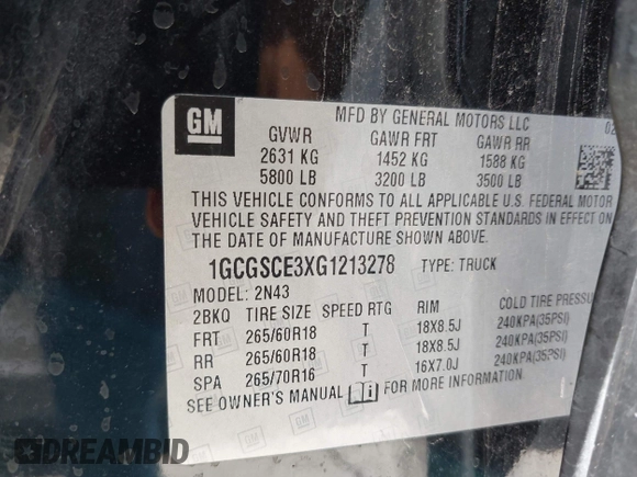 2016 Chevrolet Colorado 2WD LT z VIN 1GCGSCE3XG1213278, wystawiony jako IAAI lot #41931752 z przebiegiem 103 622 mil mil oraz . Historia ofert i sprzedaży dostępna na DreamBid. Obrazek 9.