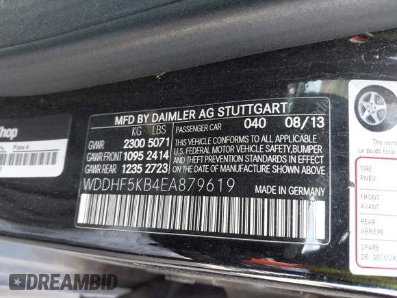 2014 Mercedes-Benz E 350 Sport with VIN WDDHF5KB4EA879619, listed as a IAAI auction lot 42122078 with 148,703 mi miles and . Bid and sale history available at carsss.com. Image 9.