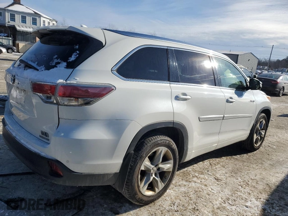 2015 Toyota Highlander Hybrid Limited with VIN 5TDDCRFH2FS008875, listed as a Copart auction lot 41837465 with 0 mi miles and Clean Title. Bid and sale history available at carsss.com. Image 3.