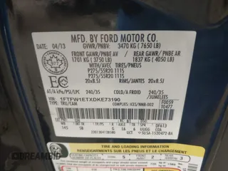 2013 Ford F-150 XL с VIN 1FTFW1ETXDKE73190, выставлен на аукционе IAAI как лот 41739156 с пробегом 85 077 миль миль и . История ставок и продаж доступна на DreamBid. Изображение 9.