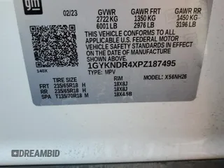 2023 Cadillac XT5 AWD Premium Luxury with VIN 1GYKNDR4XPZ187495, listed as a Copart auction lot 65627993 with 8,978 mi miles and . Bid and sale history available at DreamBid. Image 13.