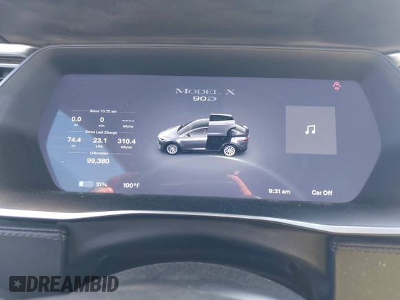 2016 Tesla Model X 70D z VIN 5YJXCAE25GF018477, wystawiony jako IAAI lot #42208404 z przebiegiem 99 380 mil mil oraz . Historia ofert i sprzedaży dostępna na DreamBid. Obrazek 7.
