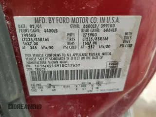 2001 Ford Super Duty F-250 XL with VIN 1FTNX21S91EC17659, listed as a Copart auction lot 44620895 with 167,989 mi miles and Salvage Title. Bid and sale history available at carsss.com. Image 13.