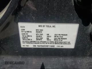 2024 Tesla Model Y Long Range с VIN 7SAYGAEEXRF115893, выставлен на аукционе Copart как лот 55174035 с пробегом 68 078 миль миль и Списание • Salvage title. История ставок и продаж доступна на DreamBid. Изображение 13.